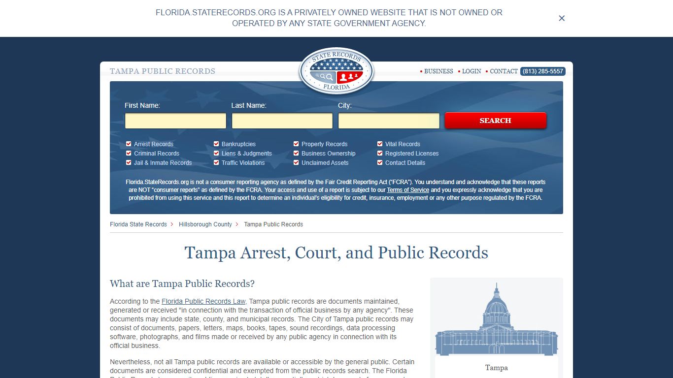 Tampa Arrest and Public Records | Florida.StateRecords.org